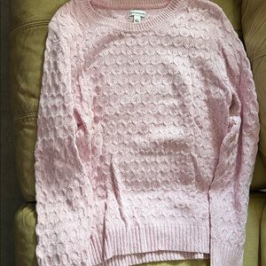 Croft & Barrow Pink Textured Crew Neck Sweater